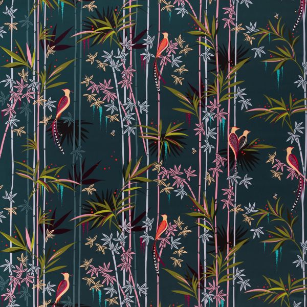 Linear Bamboo Velvet Dark Green
